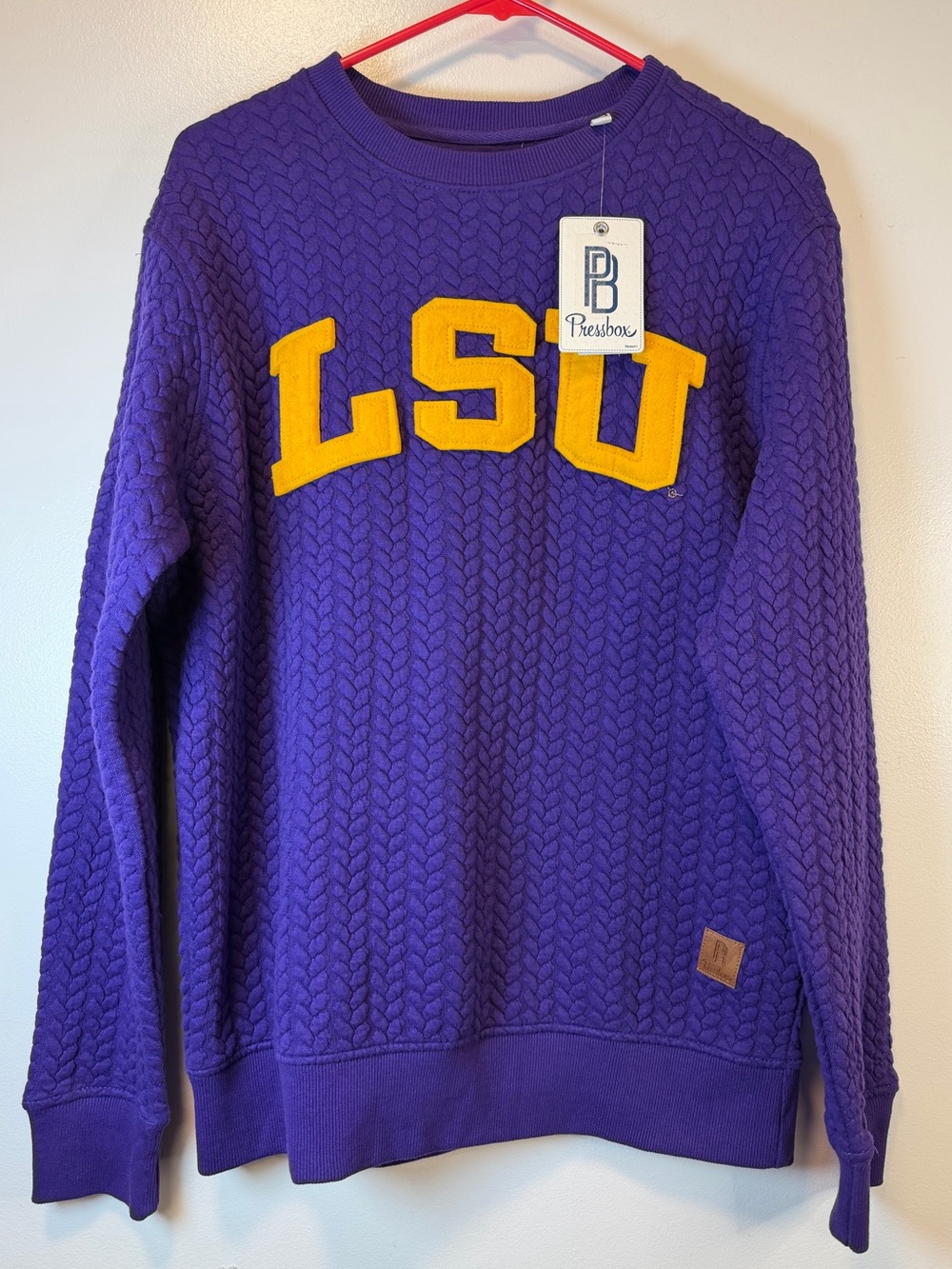 LSU Tigers Louisiana State University Purple & Gold Quilted Crewneck Size Medium